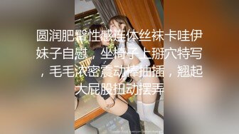 圆润肥臀性感连体丝袜卡哇伊妹子自慰，坐椅子上掰穴特写，毛毛浓密震动棒抽插，翘起大屁股扭动摆弄